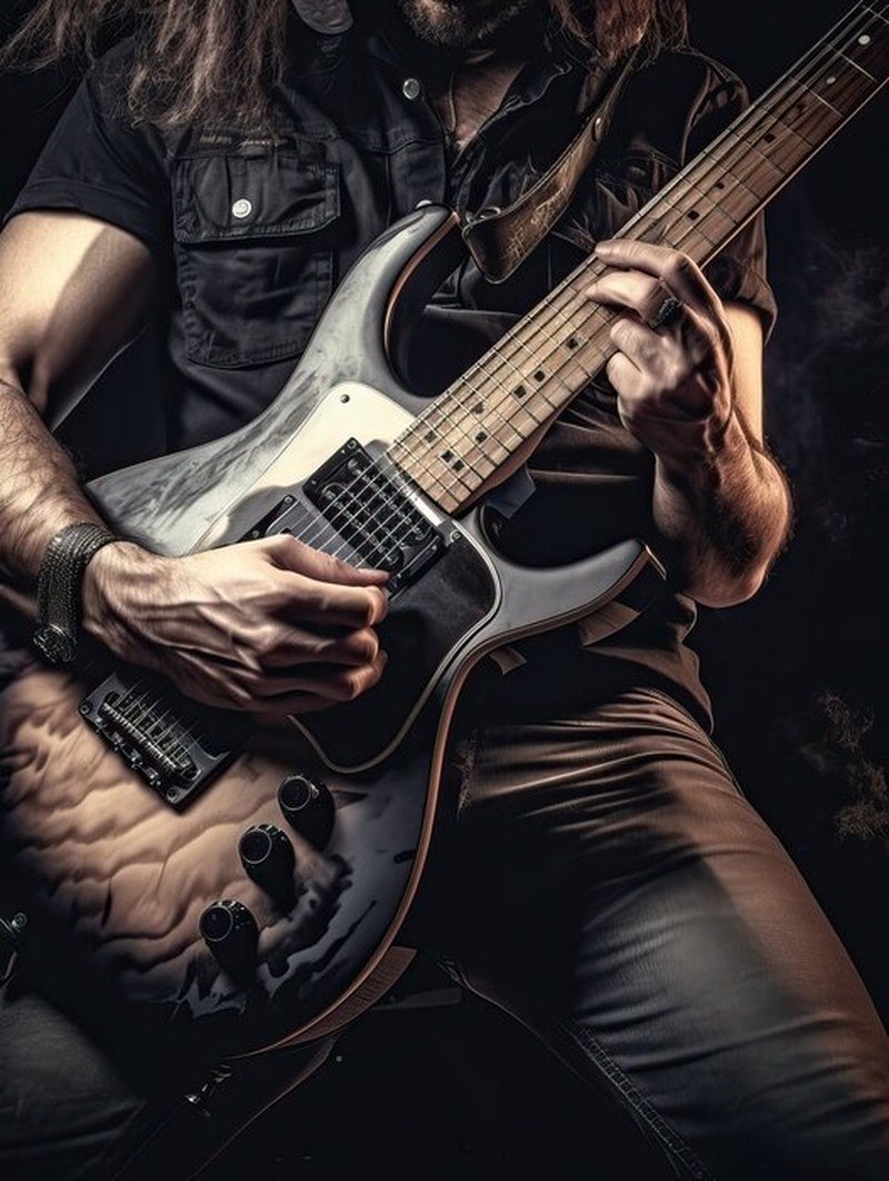 Electric guitar representing AI music creation and performance
