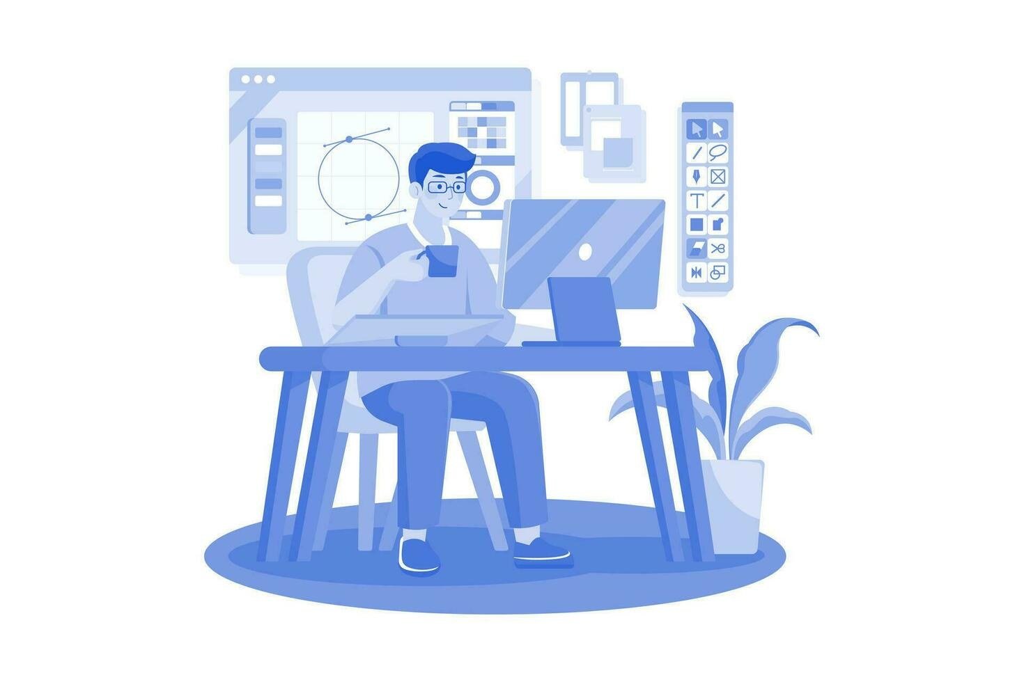 Comparison of AI design tools showing vector illustration and photo editing workflows