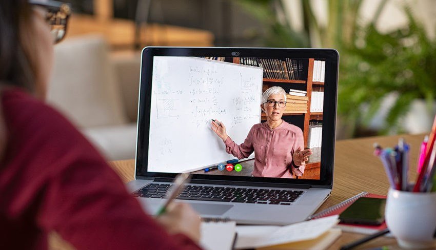Online teaching with a laptop for remote education