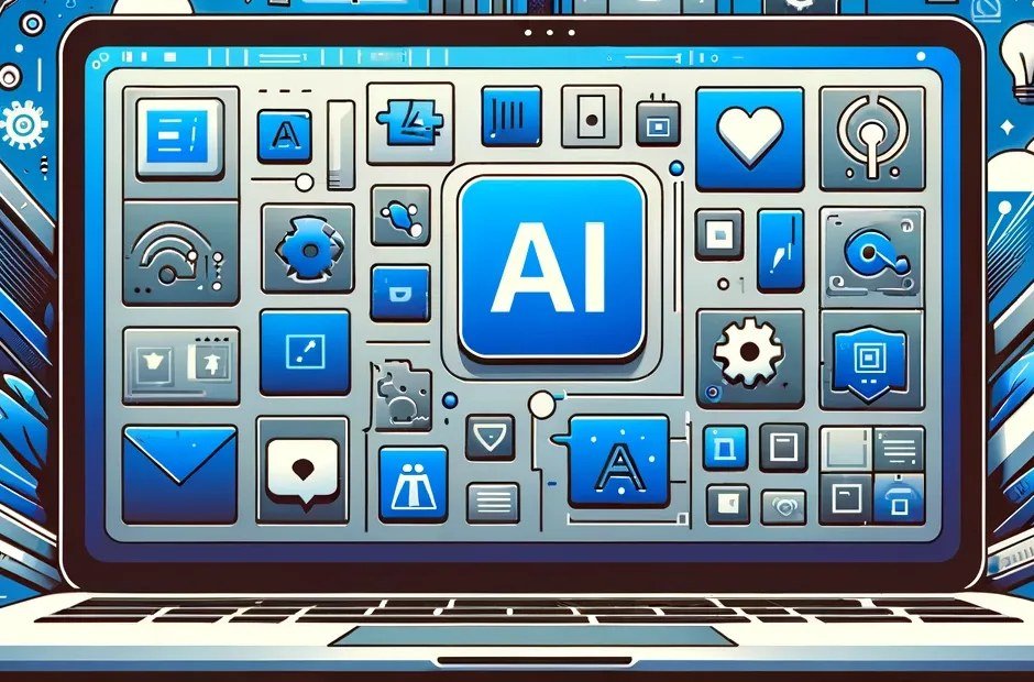 Laptop screen showing AI application icons for free AI tools