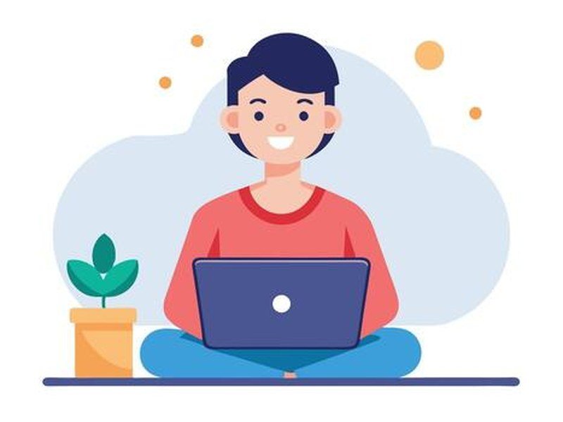 Person using free AI software on a laptop at home