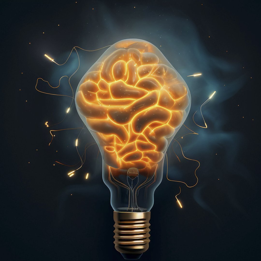 AI brainstorming lightbulb concept