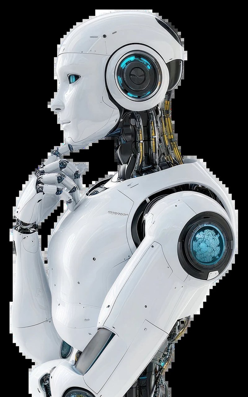 Humanoid robot head representing artificial intelligence
